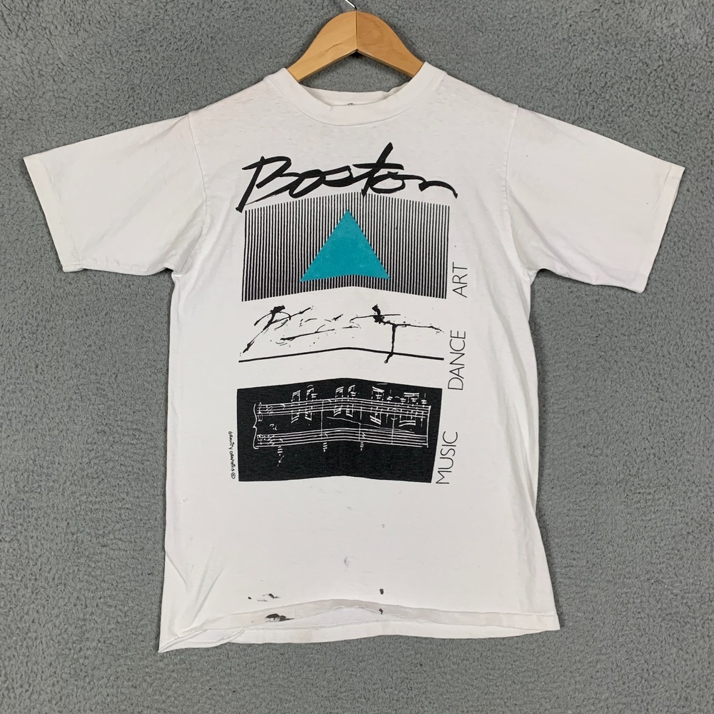 Vintage 80s Gravity Graphics Boston T-Shirt Small S Music Dance Art Abstract VTG